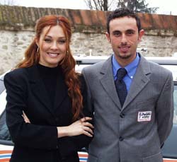 Giuliano Figueras assieme alla splendida modella protagonista dello spot televisivo della Ceramiche Panaria.