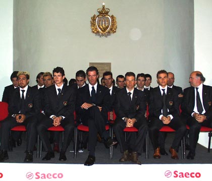 La squadra: in primo piano, Commesso, Savoldelli, Cipollini, Dufaux e Celestino - foto Andrea Magnani