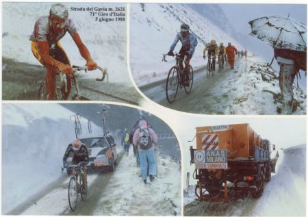 Il Giro del 1988 con la bufera di neve sul Gavia